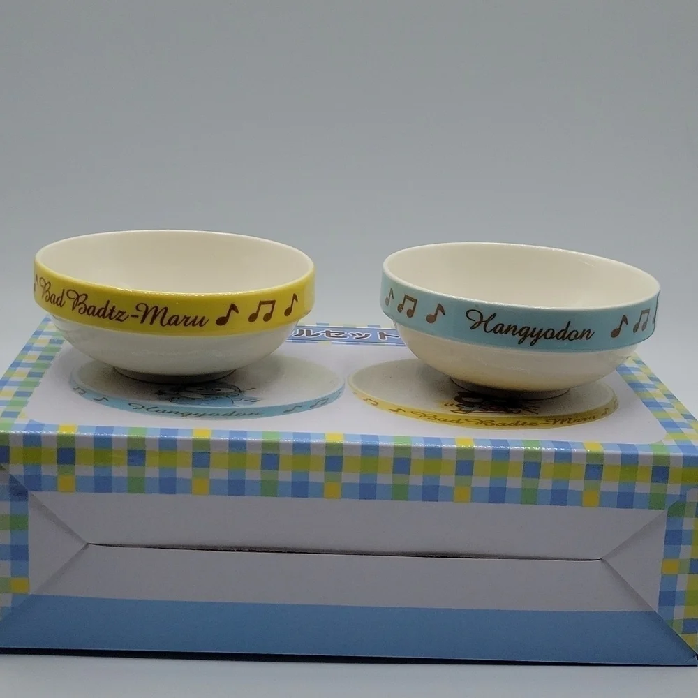 New Sanrio Badtz Maru & Hangyodon Ceramic Bowls Japan Kuji Exclusive